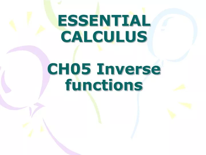essential calculus ch05 inverse functions