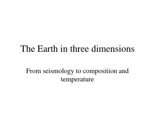 The Earth in three dimensions