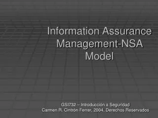 information assurance management nsa model