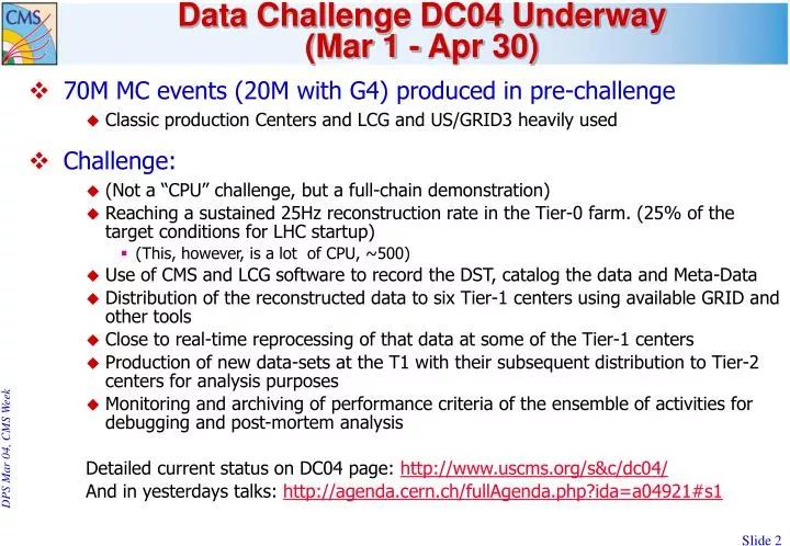 data challenge dc04 underway mar 1 apr 30