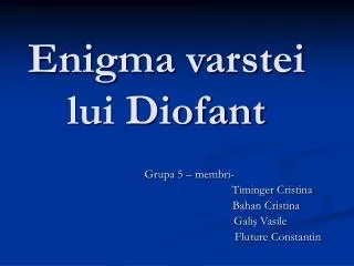 enigma varstei lui diofant