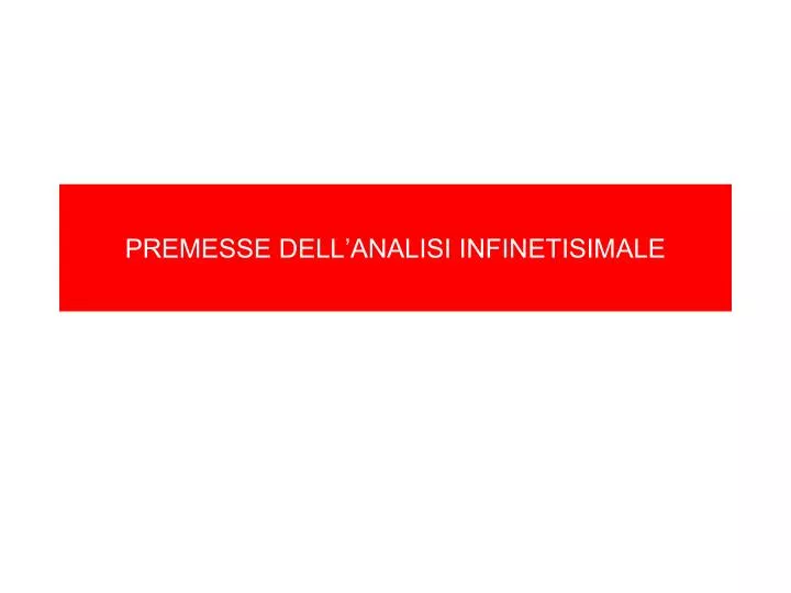 premesse dell analisi infinetisimale