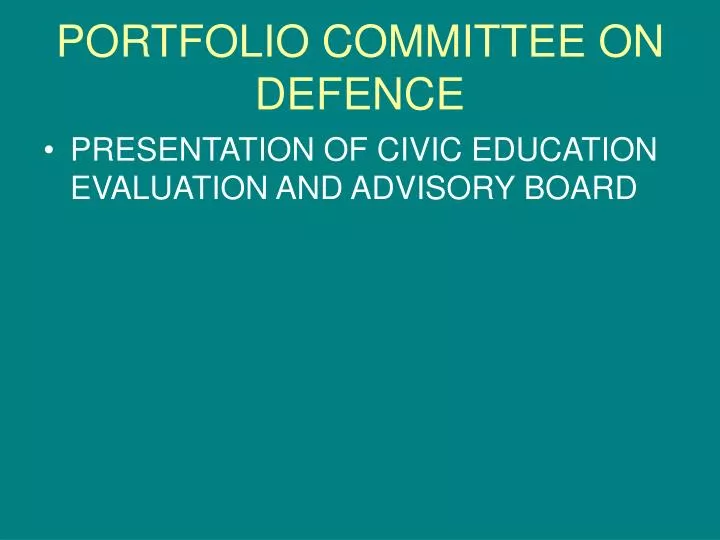 portfolio committee on defence