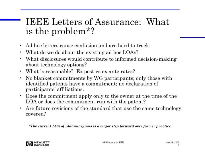 ieee letters of assurance what is the problem