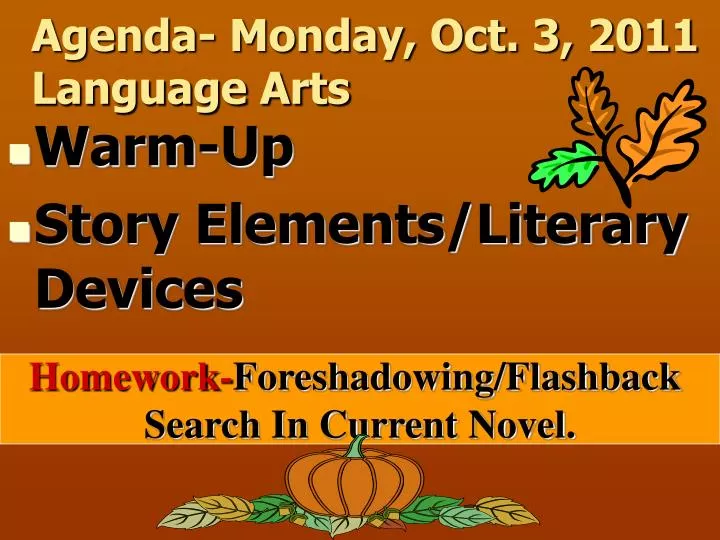 agenda monday oct 3 2011 language arts