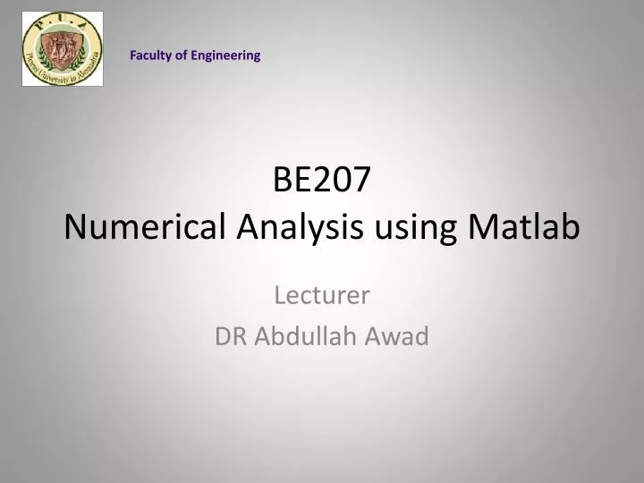 be207 numerical analysis using matlab