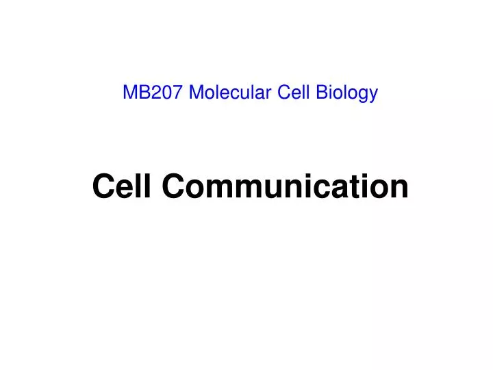 mb207 molecular cell biology cell communication
