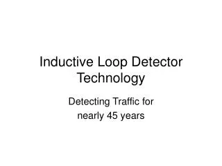 Inductive Loop Detector Technology
