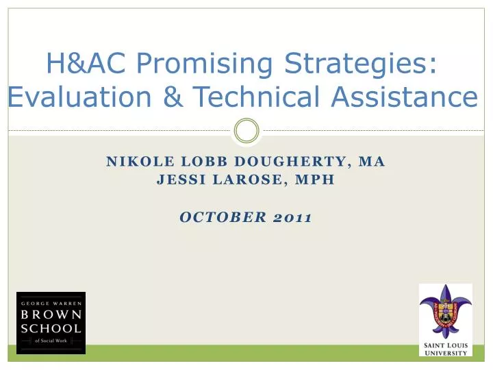 h ac promising strategies evaluation technical assistance