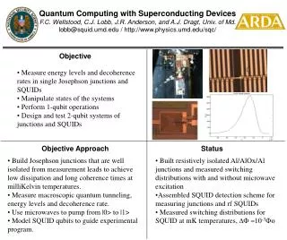 Quantum Computing with Superconducting Devices