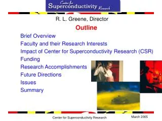 Outline Brief Overview Faculty and their Research Interests