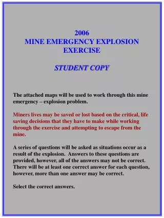 2006 MINE EMERGENCY EXPLOSION EXERCISE STUDENT COPY