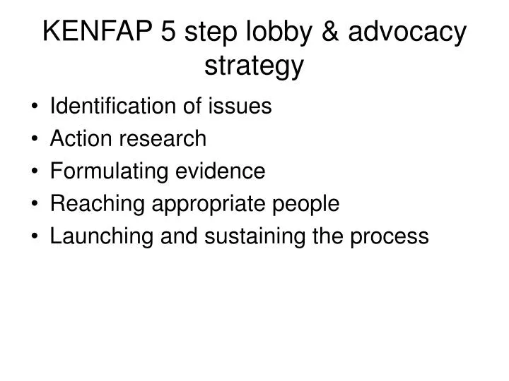 kenfap 5 step lobby advocacy strategy