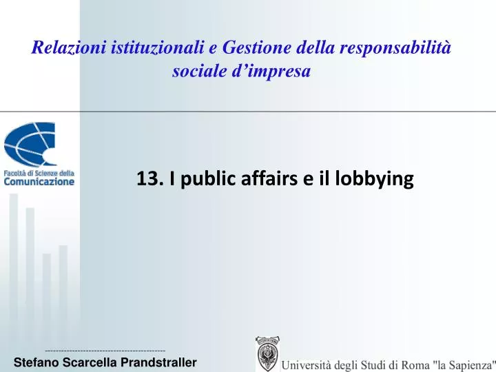 relazioni istituzionali e gestione della responsabilit sociale d impresa