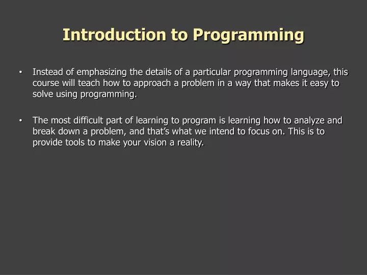introduction to programming presentation