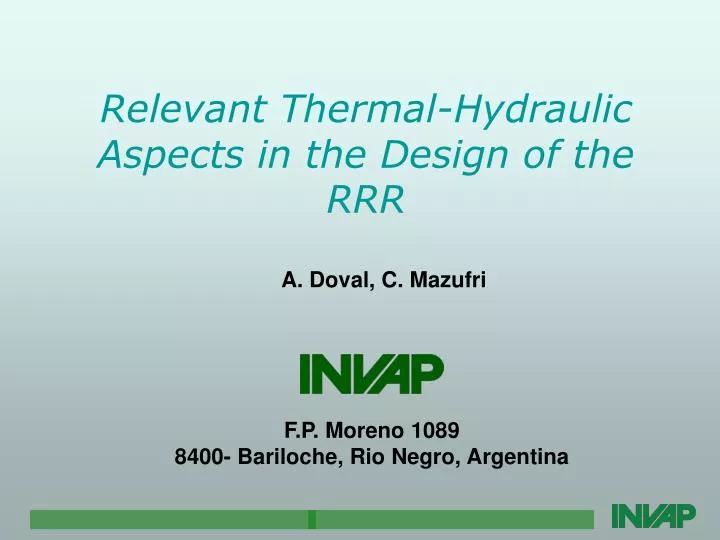 relevant thermal hydraulic aspects in the design of the rrr