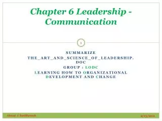 Chapter 6 Leadership - Communication
