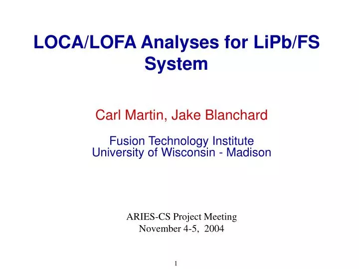 loca lofa analyses for lipb fs system