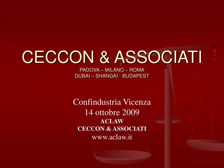 confindustria vicenza 14 ottobre 2009 aclaw ceccon associati www aclaw it