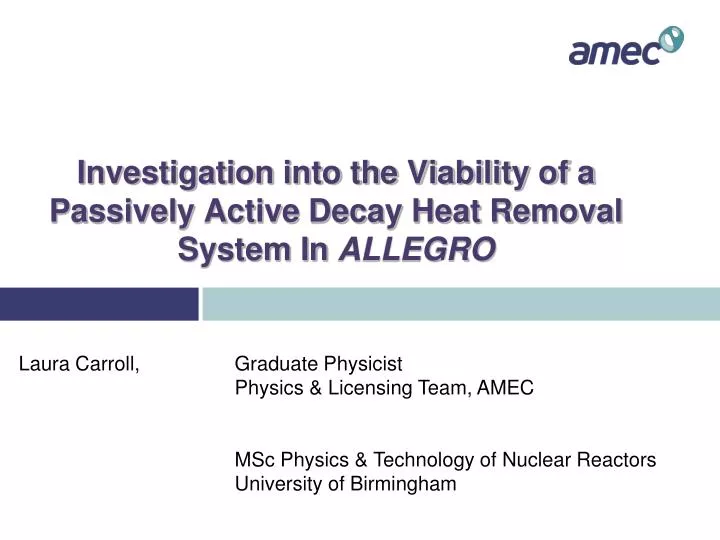 investigation into the viability of a passively active decay heat removal system in allegro