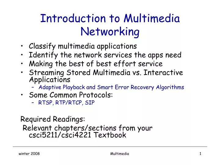 introduction to multimedia networking