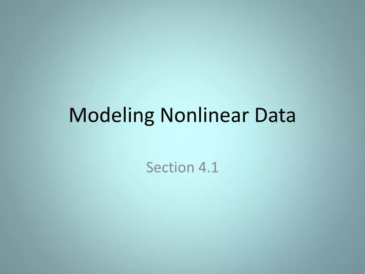 modeling nonlinear data