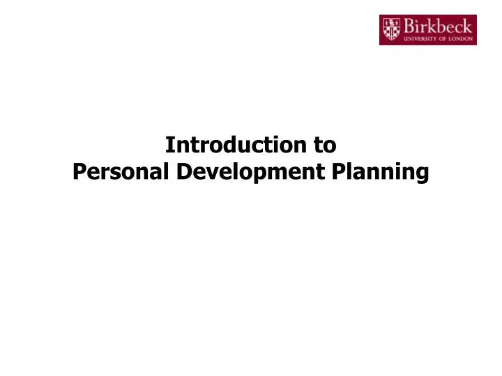 introduction to personal development planning