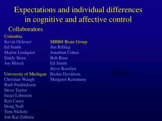 Expectations and individual differences in cognitive and affective control