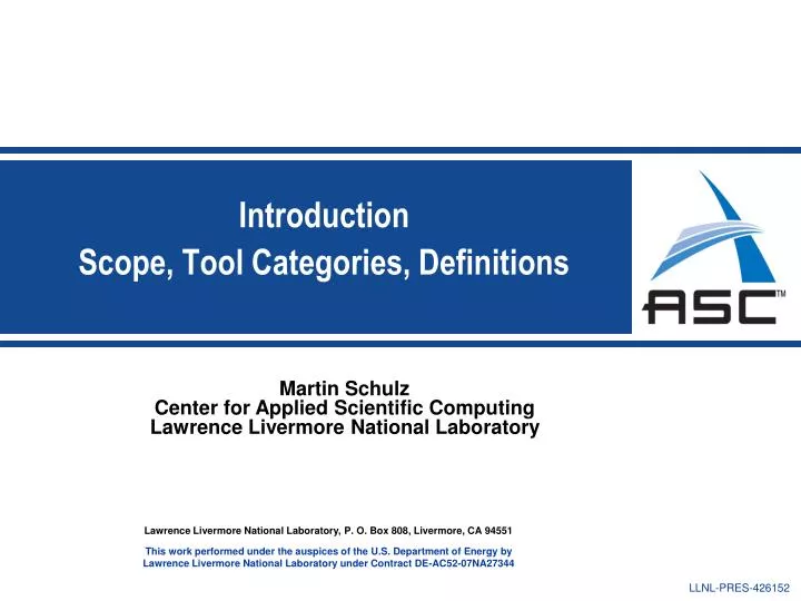 introduction scope tool categories definitions