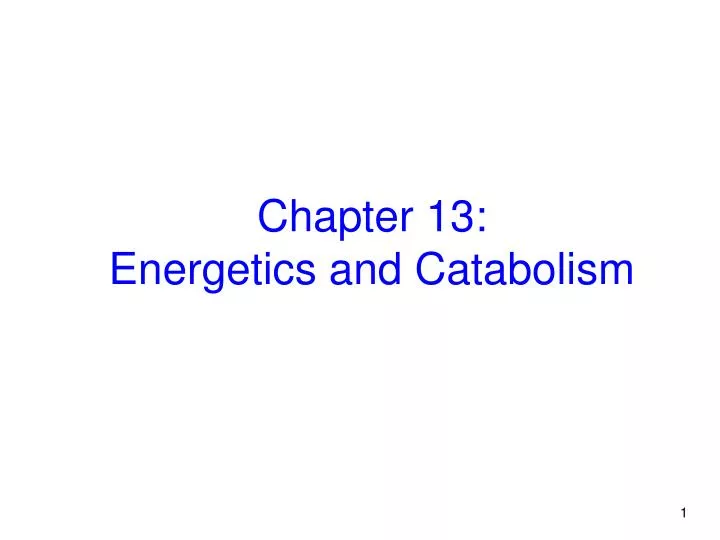 chapter 13 energetics and catabolism