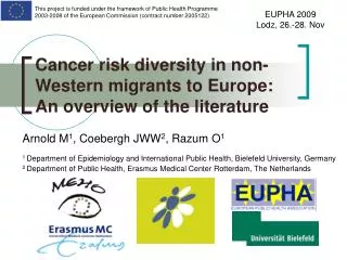 Cancer risk diversity in non-Western migrants to Europe: An overview of the literature