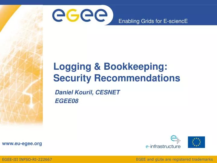 logging bookkeeping security recommendations