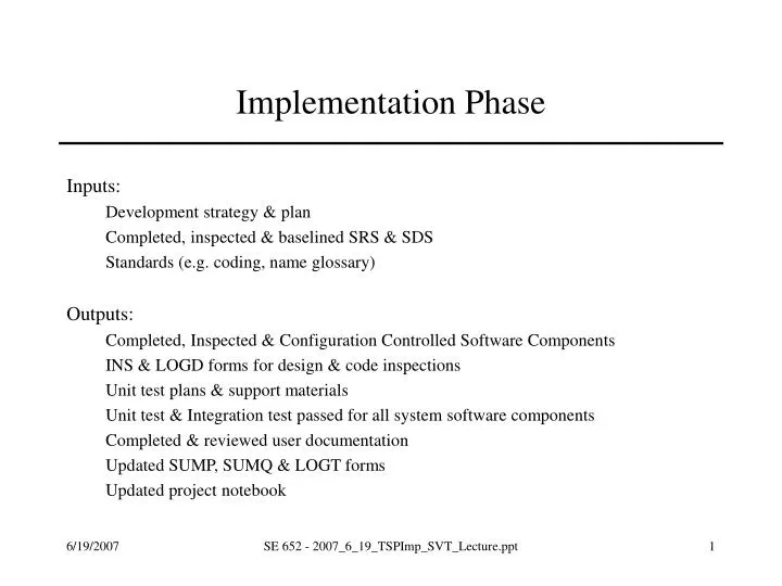 implementation phase