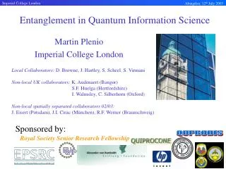 Entanglement in Quantum Information Science
