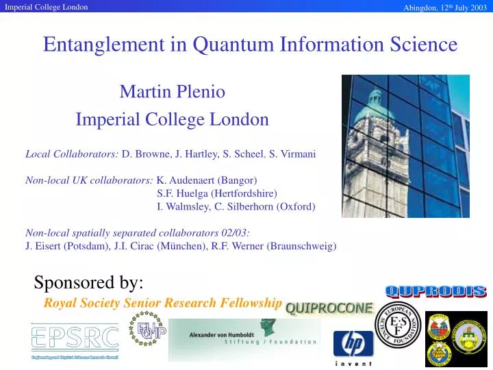 entanglement in quantum information science