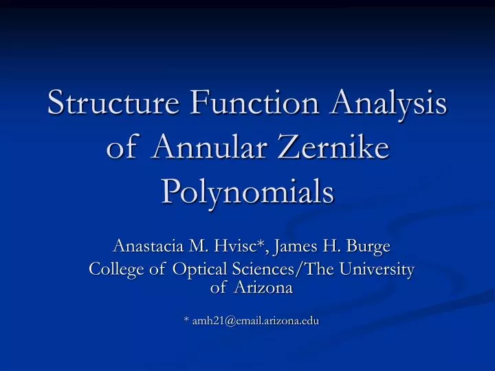structure function analysis of annular zernike polynomials