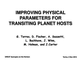 IMPROVING PHYSICAL PARAMETERS FOR TRANSITING PLANET HOSTS