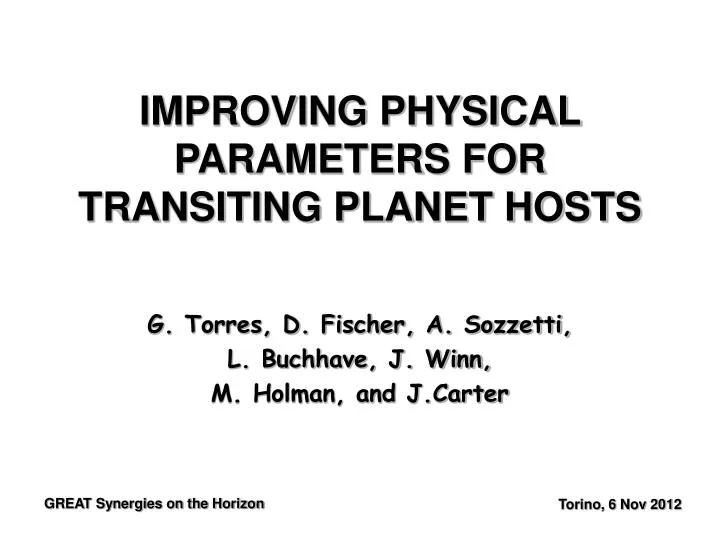 improving physical parameters for transiting planet hosts