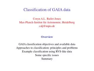 Classification of GAIA data