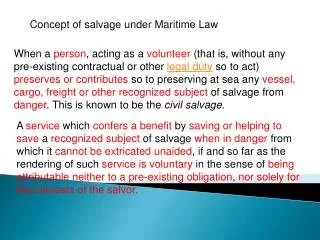 Concept of salvage under Maritime Law