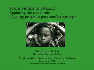 From victim to citizen: Exploring the social role of young people in post-conflict settings*