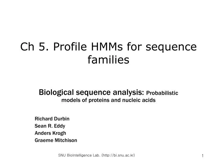 ch 5 profile hmms for sequence families