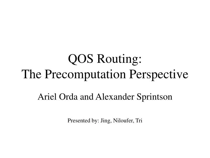 qos routing the precomputation perspective