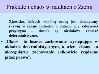 fraktale i chaos w naukach o ziemi