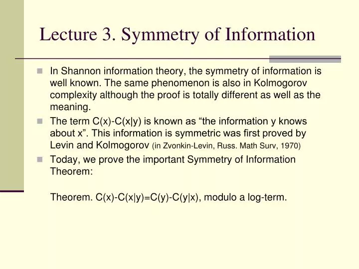 lecture 3 symmetry of information