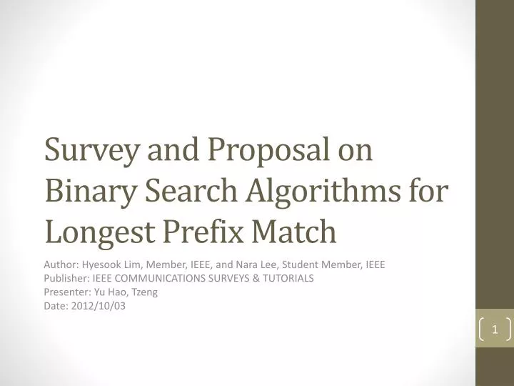 survey and proposal on binary search algorithms for longest prefix match