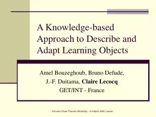 A Knowledge-based Approach to Describe and Adapt Learning Objects