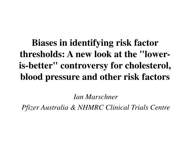 ian marschner pfizer australia nhmrc clinical trials centre
