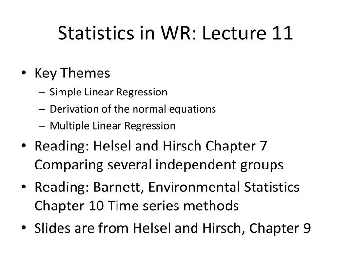 statistics in wr lecture 11