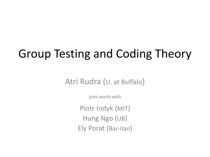 group testing and coding theory